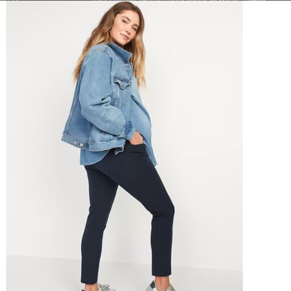 Maternity Full-Panel Pixie Ankle Pants Sz 12 Navy - Picture 1 of 5